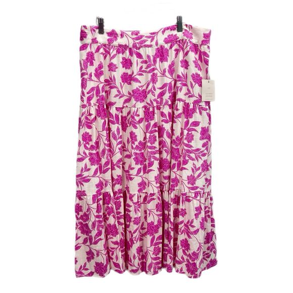 Lauren Conrad Tiered Midi Skirt Plus Size 2X Floral Pink Lined